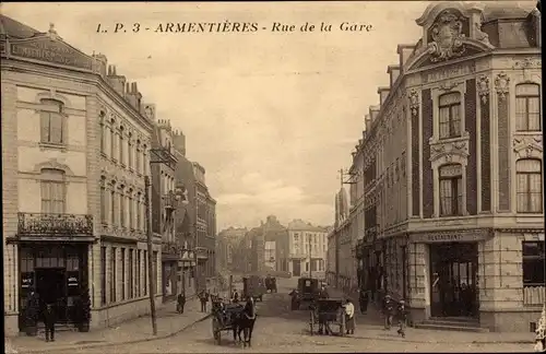 Ak Armentières Nord, Rue de la Gare