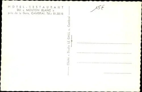 Ak Cambrai Nord, Hotel Restaurant Mouton Blanc