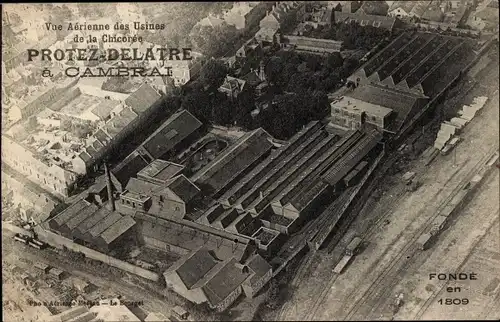 Ak Cambrai Nord, Chicoree-Fabriken, Luftaufnahme