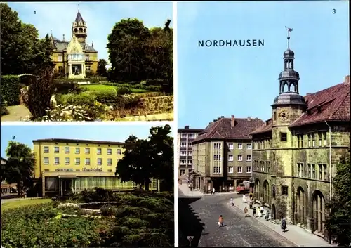 Ak Nordhausen in Thüringen, Meyenburgmuseum, HO Hotel Handelshof, Rathaus