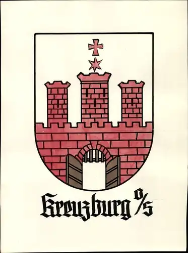 Handgemalt Wappen Ak Kluczbork Kreuzburg Oberschlesien, Tor, Türme, Stern, Kreuz