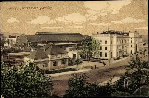 Ak Reuß Gera in Thüringen, Preussischer Bahnhof