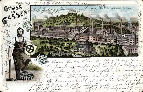 Litho Jasień Gassen Ostbrandenburg, Schmied, Th. Floether'sche Fabrik
