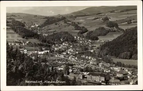 Ak Hanušovice Hannsdorf Region Olmütz, Totalansicht der Ortschaft