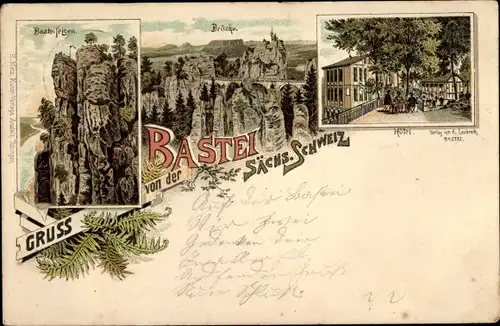 Vorläufer Litho Lohmen Sächsische Schweiz, Bastei, Basteifelsen, Brücke, Hotel