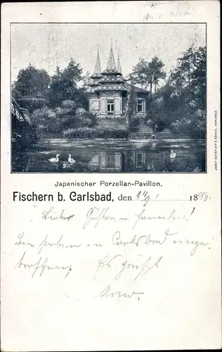 Ak Rybáře Fischern Karlovy Vary Karlsbad Stadt, Japanischer Porzellan Pavillon