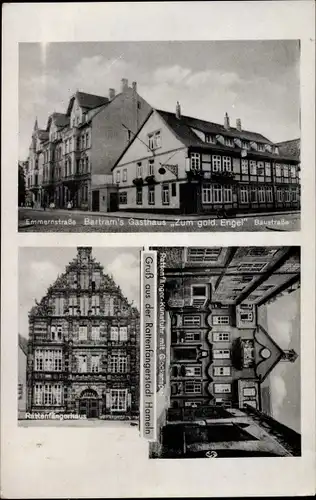 Ak Hameln an der Weser Niedersachsen, Gasthaus Zum goldenen Engel, Baustraße, Emmernstraße