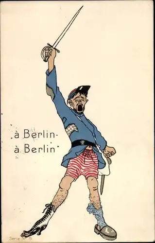 Ak À Berlin, Französischer Soldat in zerrissener Kleidung, Frauenschuh, Unterhose