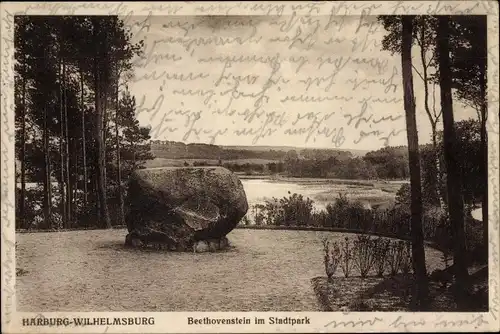 Ak Hamburg Harburg Wilhelmsburg, Beethovenstein im Stadtpark