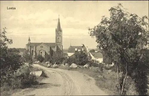 Ak Loviisa Lovisa Finnland, Ortspartie mit Kirche