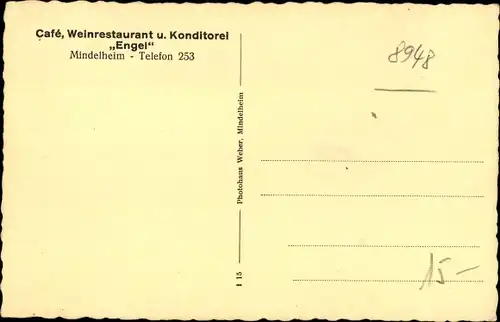 Ak Mindelheim im Unterallgäu, Cafe Engel