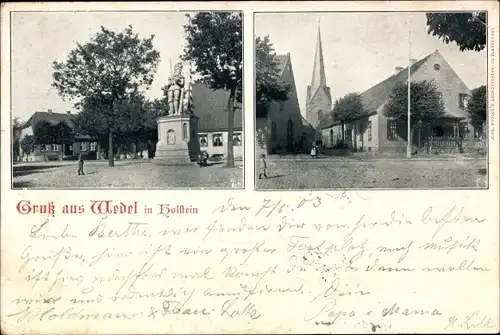 Ak Wedel im Kreis Pinneberg, Roland-Denkmal, Stadtansicht