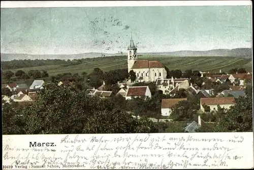 Ak Marz Burgenland Österreich, Gesamtansicht, Kirche