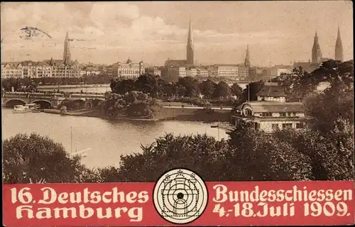 Ak Hamburg, 16. Deutsches Bundesschießen 1909, Stadtpanorama
