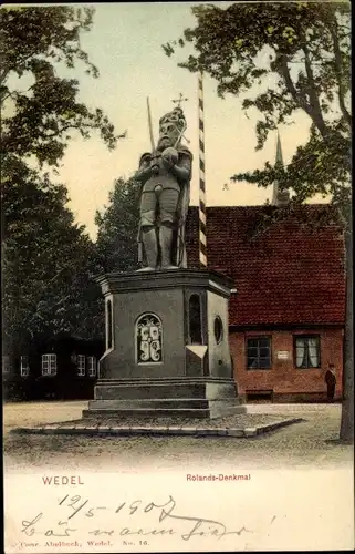 Ak Wedel im Kreis Pinneberg, Ansicht vom Roland Denkmal