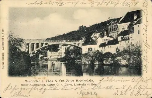 Ak Waidhofen an der Ybbs in Niederösterreich, Zeller Hochbrücke, Ortsansicht