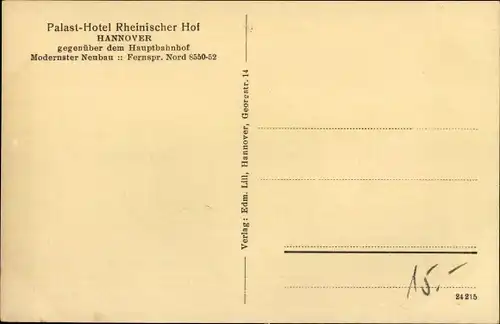 Ak Hannover in Niedersachsen, Palast Hotel Rheinischer Hof, Weinrestaurant, Innenansicht