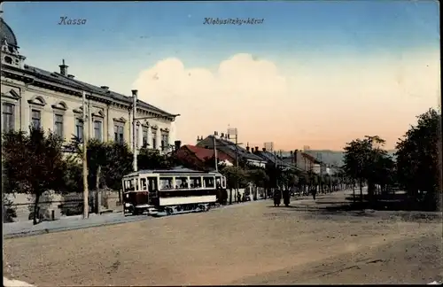 Ak Košice Kassa Kaschau Slowakei, Klobusitzky körut, Straßenbahn