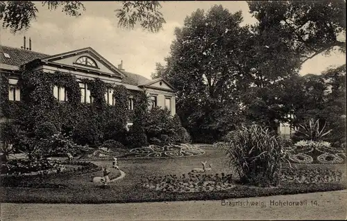Ak Braunschweig in Niedersachsen, Villa Hohetorwall 14, Gartenpartie