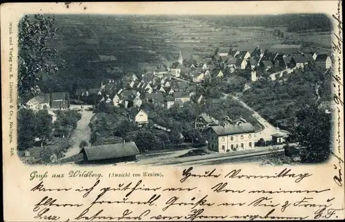 Ak Wildberg im Schwarzwald Württemberg, Ansicht von Westen