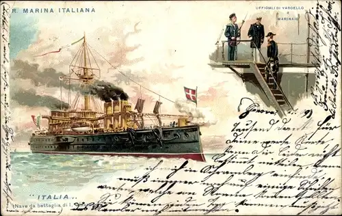 Litho Italia, Italienisches Kriegsschiff, Marina Italiana, Ufficiali di Vascello e Marinaio