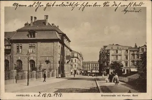 Ak Hamburg Harburg, Bremerstraße mit Hannov. Bank