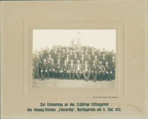 Foto Harlingerode Bad Harzburg am Harz. Gesang Verein Concordia, 25jähriges Stiftungsfest 1913