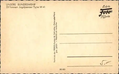 Ak Deutsche Bundeswehr, 23 Tonnen Jagdpanzer Type M 41