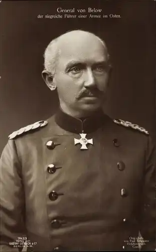 Ak General Otto von Below, Portrait, Uniform, Orden Pour le Merite, Liersch 7433