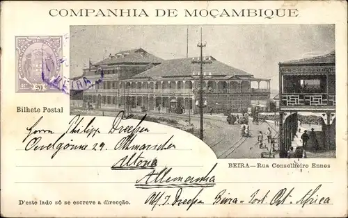 Ganzsachen Ak Beira Mosambik, Rua Conselheiro Ennes