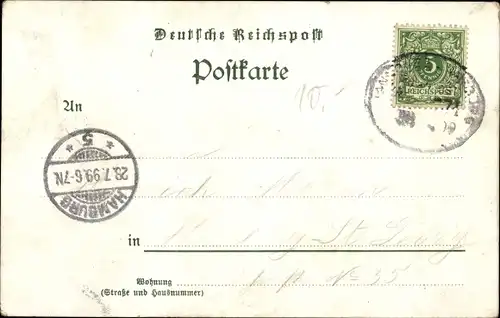 Litho Uelzen in Niedersachsen, Bahnhof, Fischerhof, Kaiserl. Postamt, Haidschnucken, Panorama