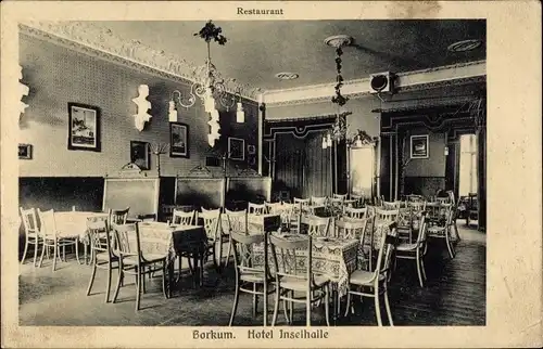 Ak Insel Borkum Ostfriesland, Hotel Inselhalle, Restaurant