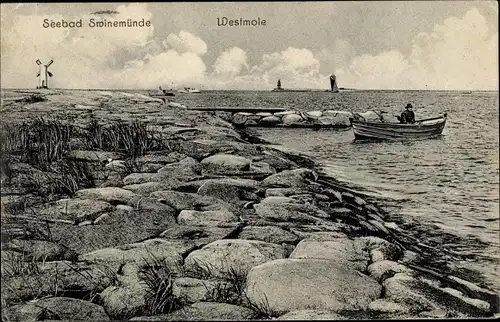 Ak Świnoujście Swinemünde Pommern, Westmole