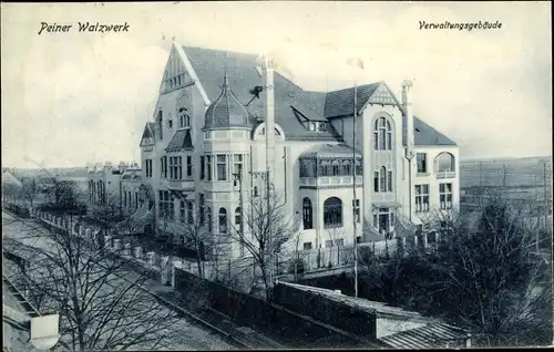 Ak Peine in Niedersachsen, Peiner Walzwerk, Verwaltungsgebäude