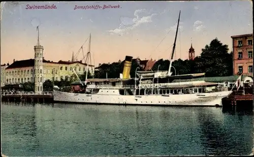 Ak Świnoujście Swinemünde Pommern, Dampfschiffs Bollwerk, Dampfer