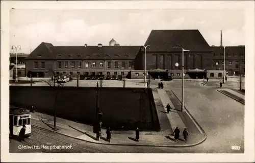 Ak Gliwice Gleiwitz Oberschlesien, Hauptbahnhof