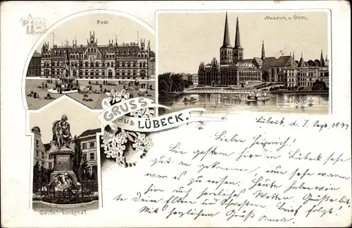 Litho Lübeck in Schleswig Holstein, Museum, Dom, Post, Geibel Denkmal