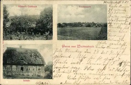 Ak Wichtenbeck Eimke Lüneburger Heide, Gesamtansicht, Schule, Hilmers Gasthaus