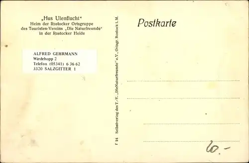 Ak Ostseebad Graal Müritz, Hus Ulenflucht, Uhlenflucht, Rostocker Ortsgruppe Die Naturfreunde