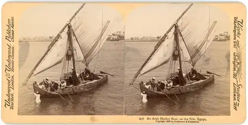 Stereo Foto Ägypten, Egypt, An Arab Market Boat on the Nile
