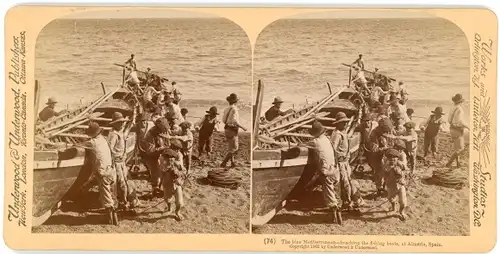 Stereo Foto Almería Andalusien, Fischerboot am Ufer des Mittelmeers