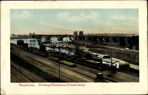 Ak Rheinhausen Duisburg im Ruhrgebiet, Rheinbrücke, Frimmersheim