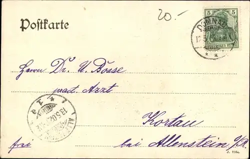 Ak Domnowo Domnau Ostpreußen, Blick auf den Ort