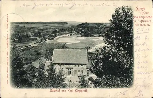 Ak Stiege Oberharz am Brocken, Gasthof mit Umgebung