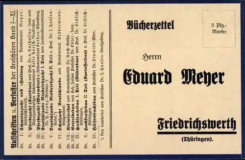 Ak Friedrichswerth in Thüringen, Friedrichswerther Schreib-Kalender 1915, Bücherzettel