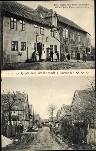 Ak Watenstedt Salzgitter in Niedersachsen, Gastwirtschaft, Straßenpartie