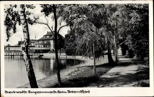 Ak Choszczno Arnswalde Ostbrandenburg, Seepromenade beim Strandbad