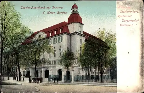 Ak Berlin Charlottenburg, Restaurant Tiergartenhof, Berliner Straße 1