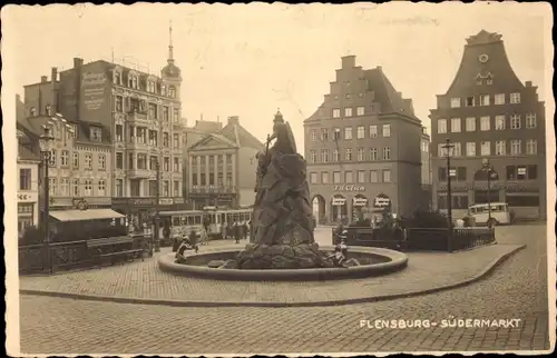 Foto Ak Flensburg in Schleswig Holstein, Südermarkt, Denkmal