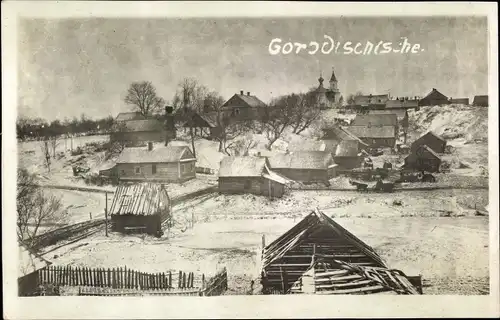 Foto Ak Gorodischtsche Russland, Blick auf den Ort im Winter